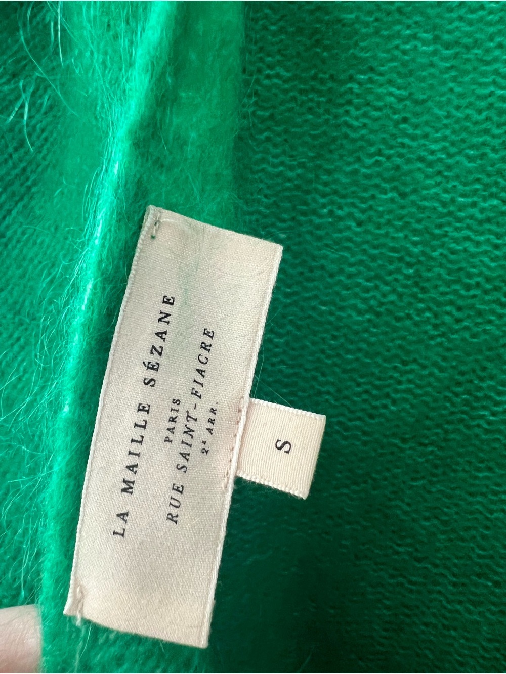 Sezane Emerald Green Crewneck Sweater Reversible with Tie/Wrap/Bow - Picture 4 of 4
